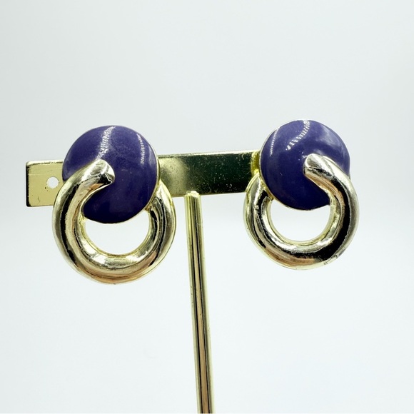 Blue colour Design Studs Clip On Earrings - Picture 1 of 9